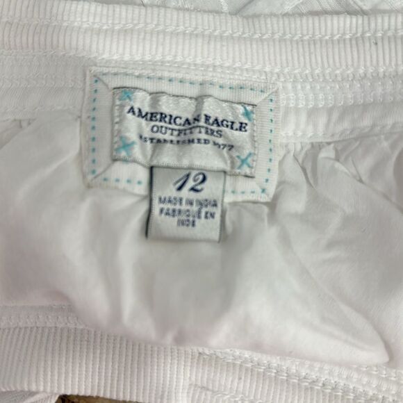 American Eagle Outfitters White Eyelet Embroidery Micro Mini Skirt Size 12 - Picture 4 of 7